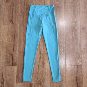 Girlfriend Collective teal turquoise leggings small athletic outdoors yoga comfy